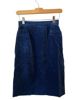 Vintage Krizia dark blue velvet animal print skirt